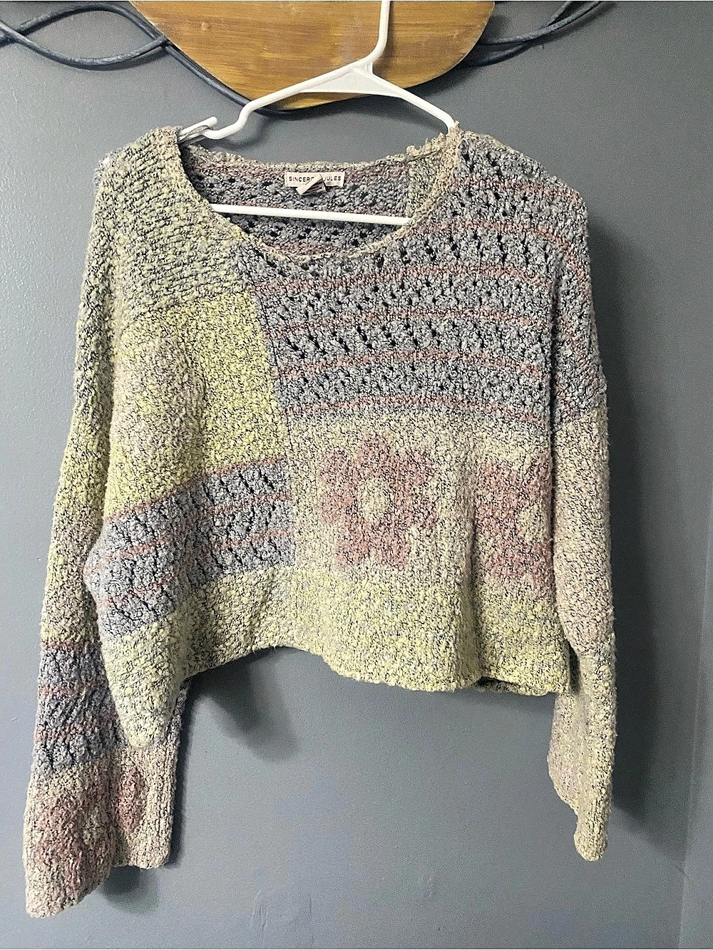 Sincerely Jules Color Block Cropped Sweater Size Large